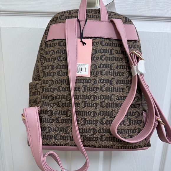 NWT Juicy Couture “Cool Collar” Full Sized Backpack, Pink and Brown - Picture 4 of 7
